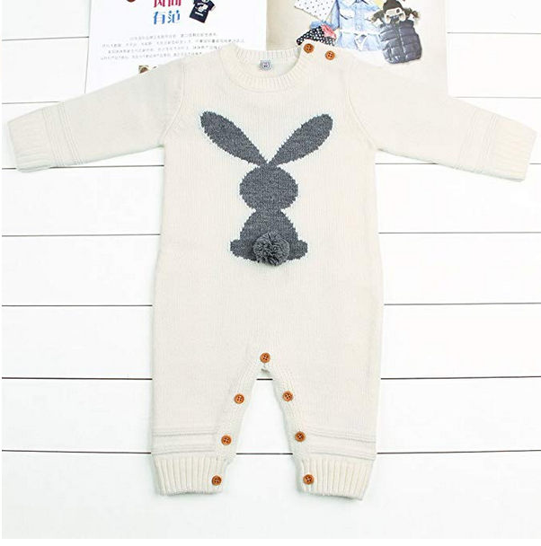 Gray Bunny Knit Onesie 