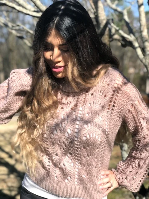 Rose Balloon Sleeve Sweater