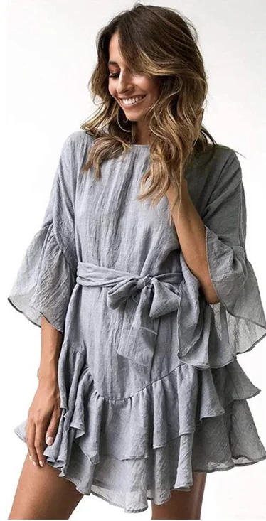 Holly Gray Ruffle Dress 