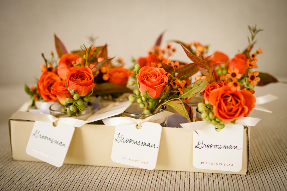 Weylin Wedding: Elegant boutonnieres by Putnam and Putnam