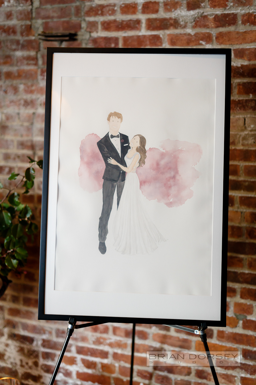 Liberty Warehouse Wedding | Wedding Planning Ang Weddings and Events | watercolor portrait by Abe Design