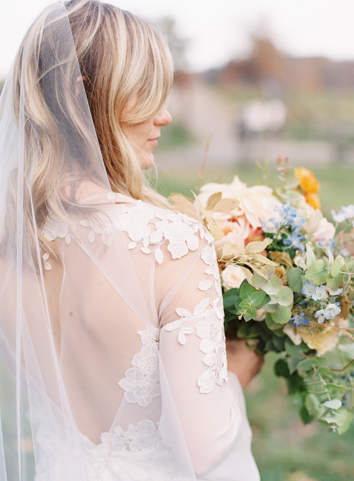 Blue Hill at Stone Barns wedding, event planner Ang Weddings and Events, photography Judy Pak, bouquet Saipua, bride in lace wedding gown