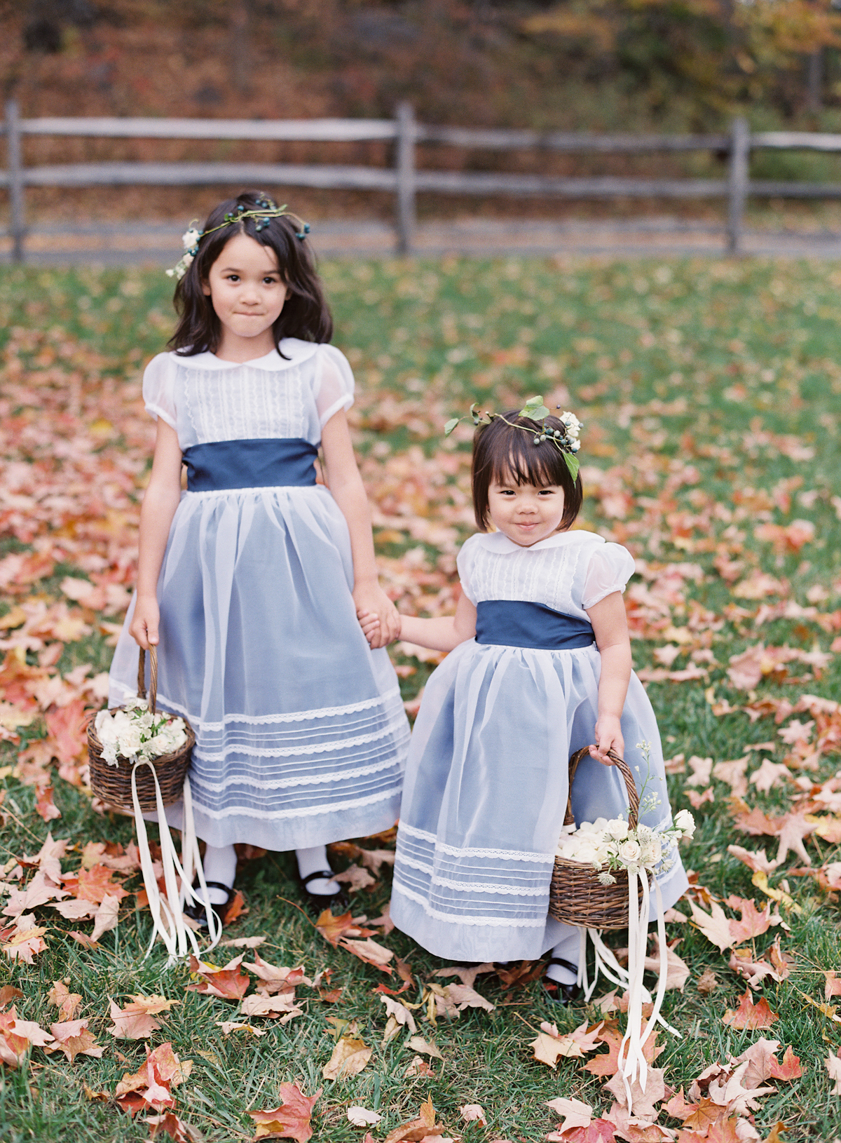 Blue Hill at Stone Barns wedding, event planner Ang Weddings and Events, photography Judy Pak, flower girls in navy dresses by Isabel Garreton