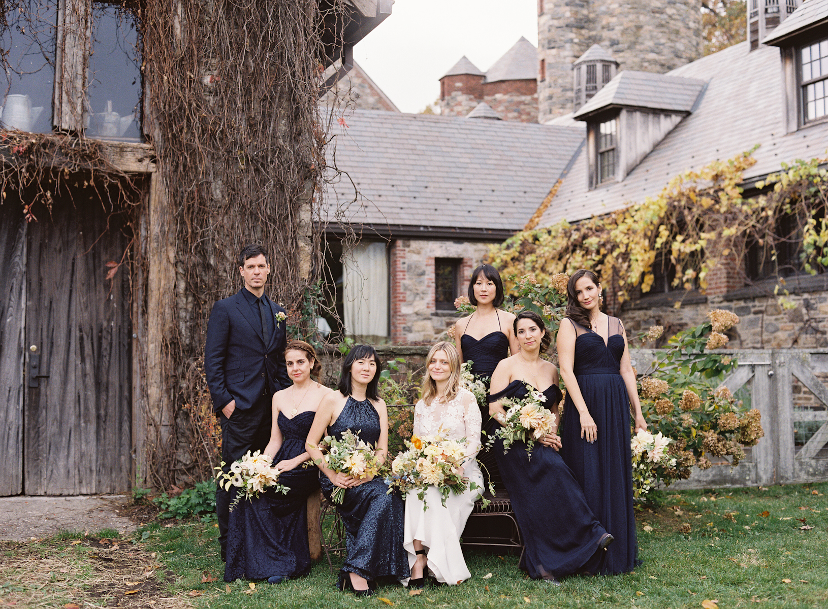 Blue Hill at Stone Barns wedding, event planner Ang Weddings and Events, photography Judy Pak, navy bridesmaids Amsale
