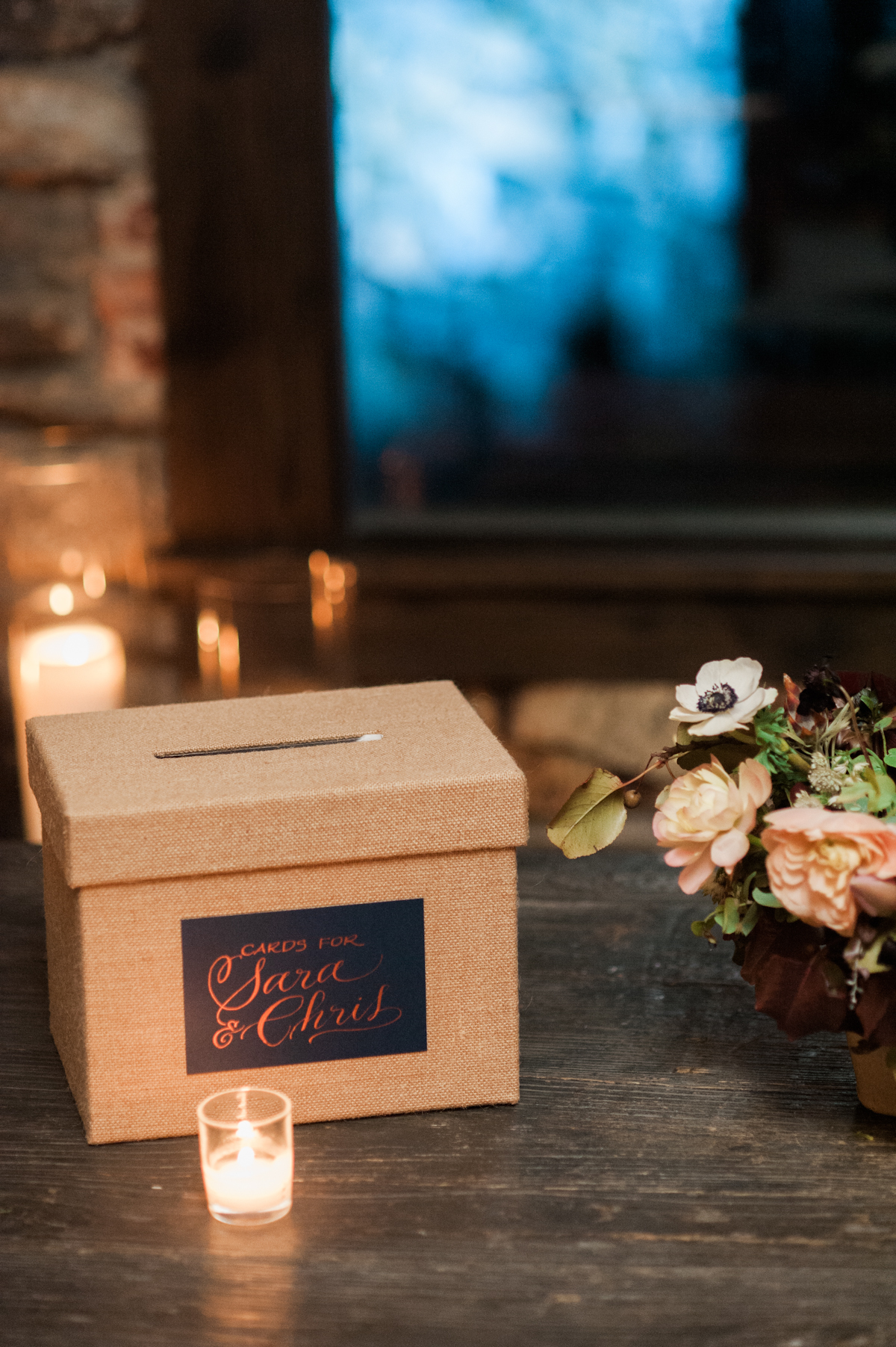 Blue Hill at Stone Barns wedding, event planner Ang Weddings and Events, photography Judy Pak, gift card box