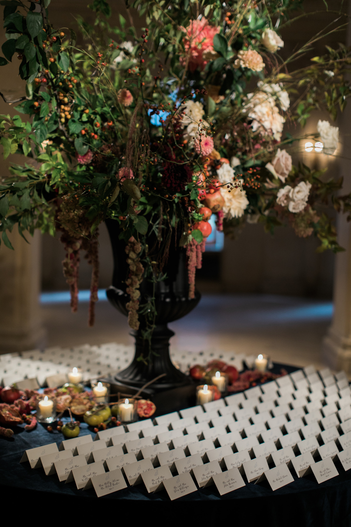 Escort card table at Plaza wedding