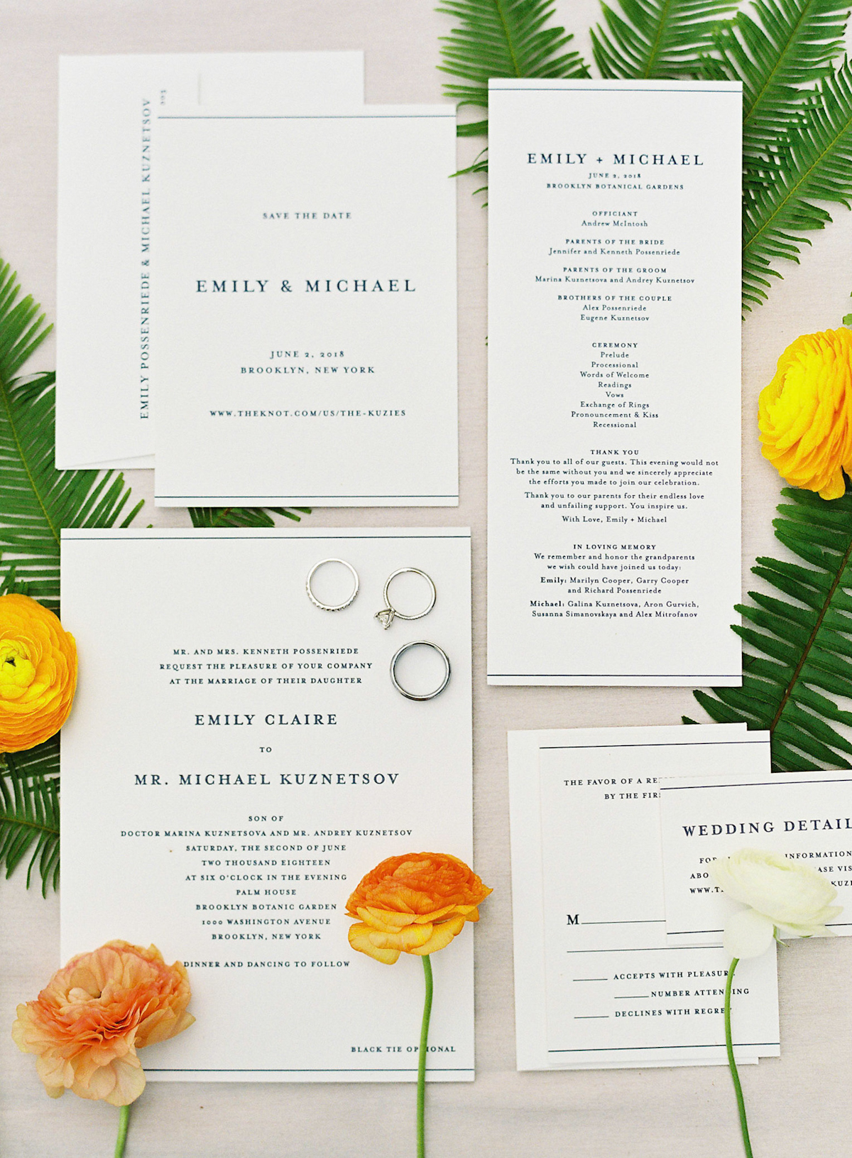Brooklyn Botanic Gardens wedding, Judy Pak Photography, Ang Weddings and Events, Mimosa Floral Design, Bella Figura invitation suite