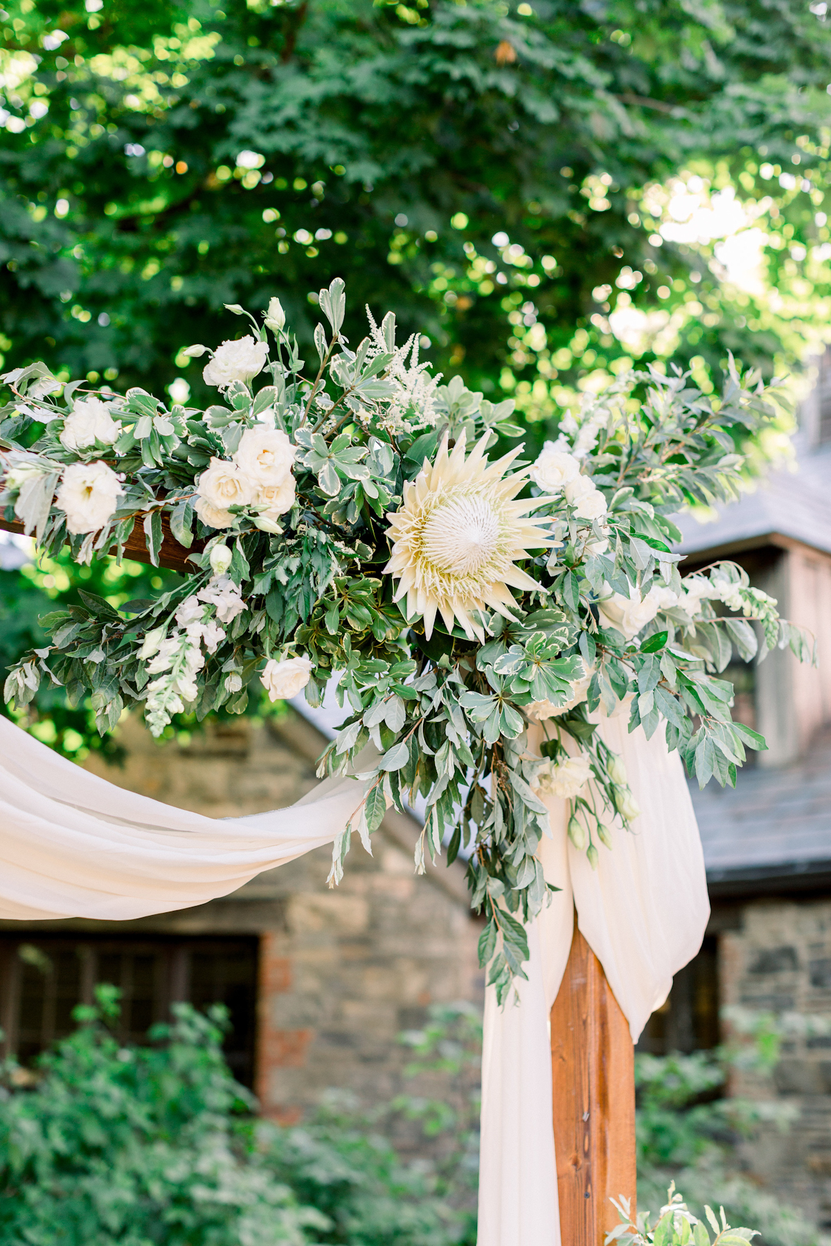 Floral arch at Blue Hill at Stone Barns wedding