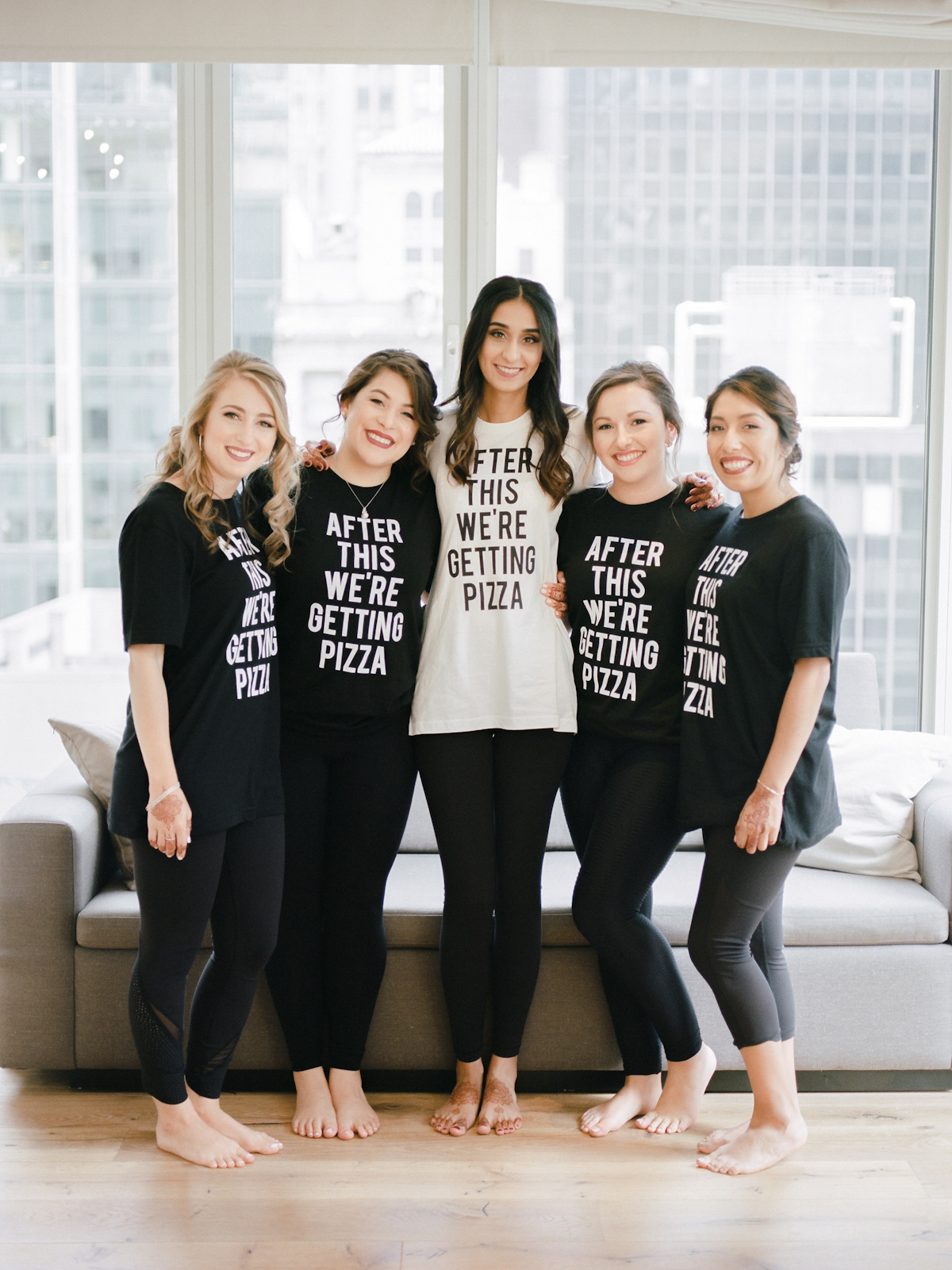 Bride and bridesmaids getting ready at the Andaz 5th Avenue Hotel