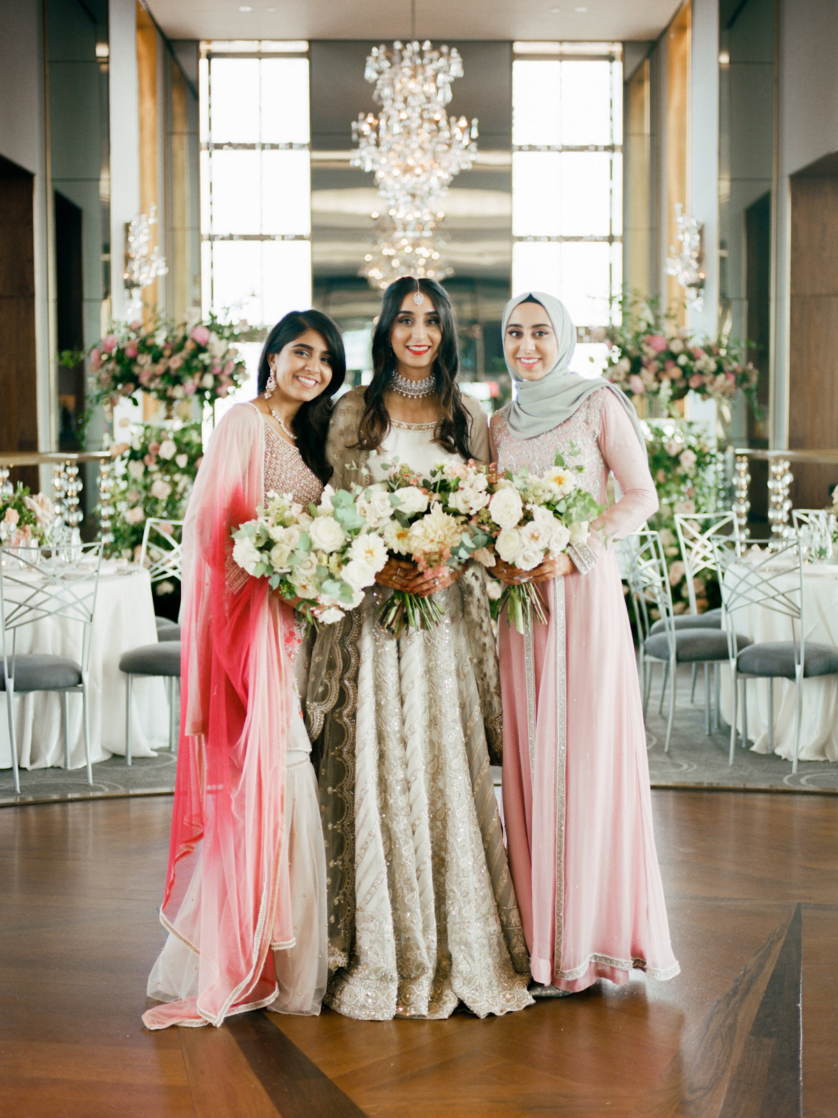 South asian bride and bridesmaids at Rainbow Room wedding