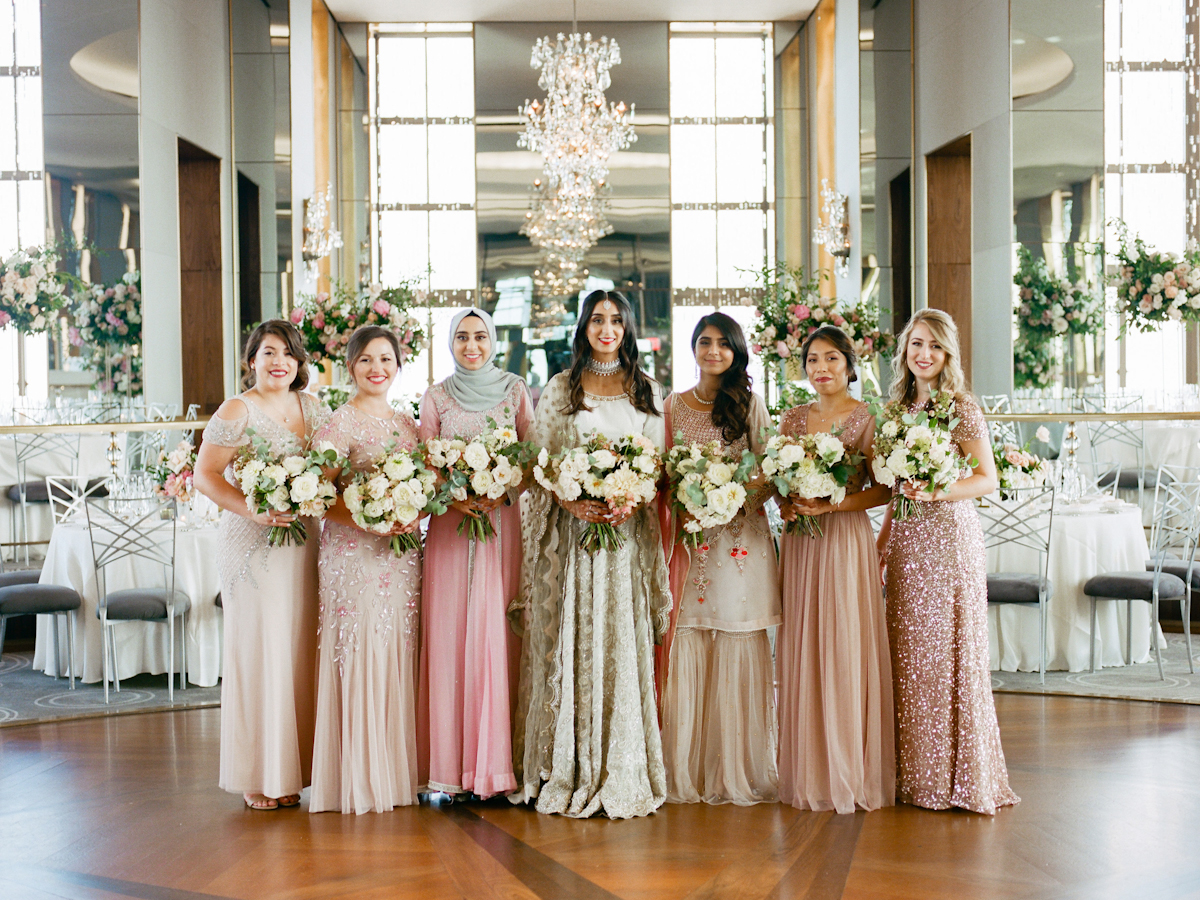 South asian bride and bridesmaids in Rainbow Room wedding