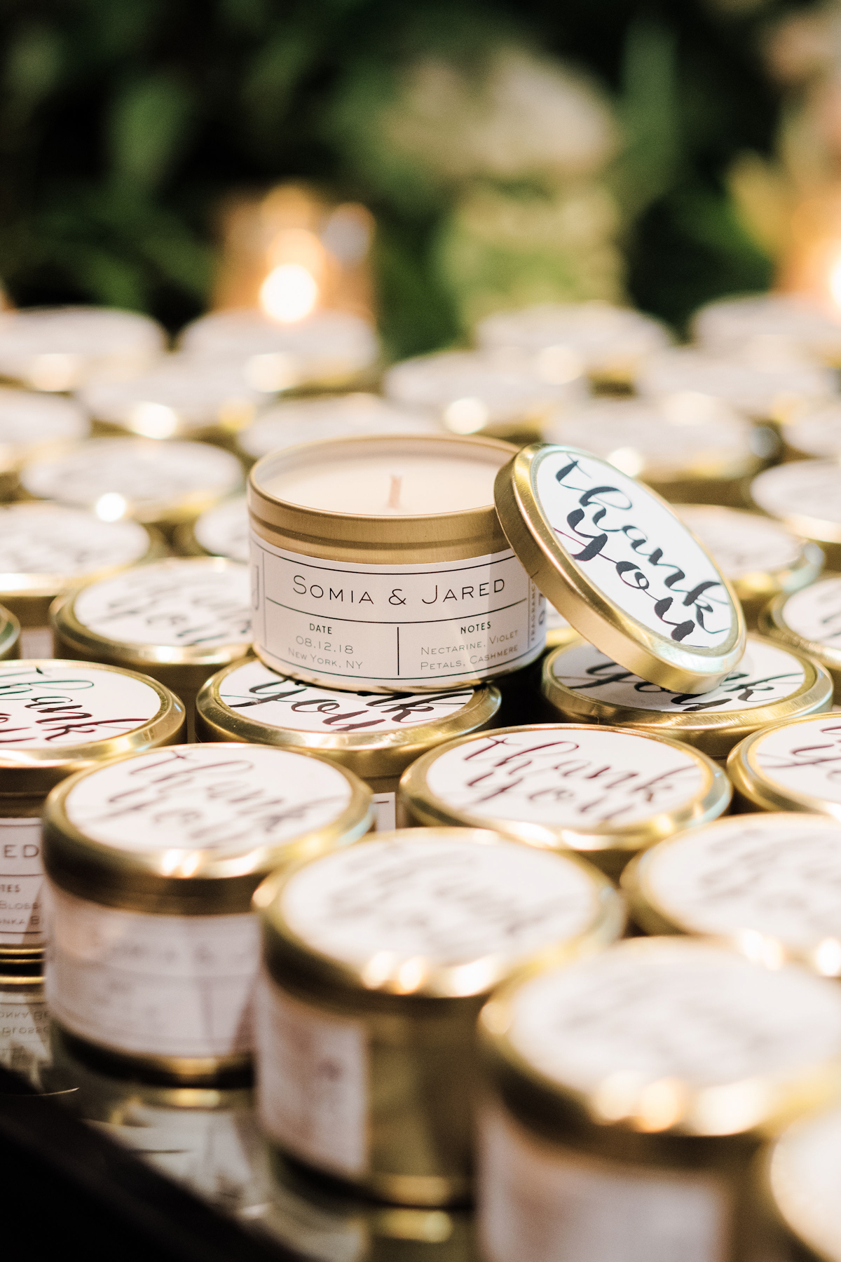 Candle wedding favors at Rainbow Room wedding