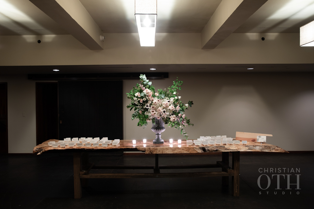 Escort card table at Blue Hill at Stone Barns wedding