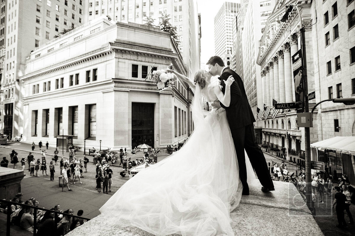 Cipriani Wall Street Wedding bride and groom