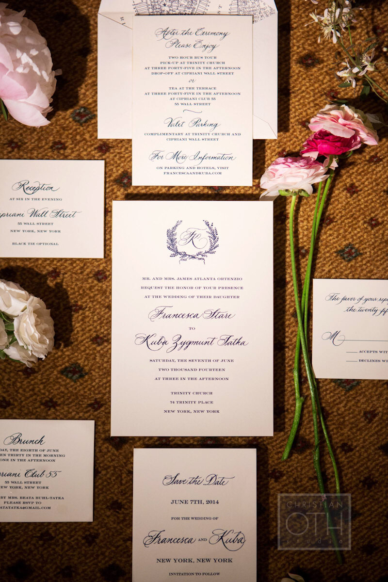 Cipriani Wall Street Wedding engraved invitation 