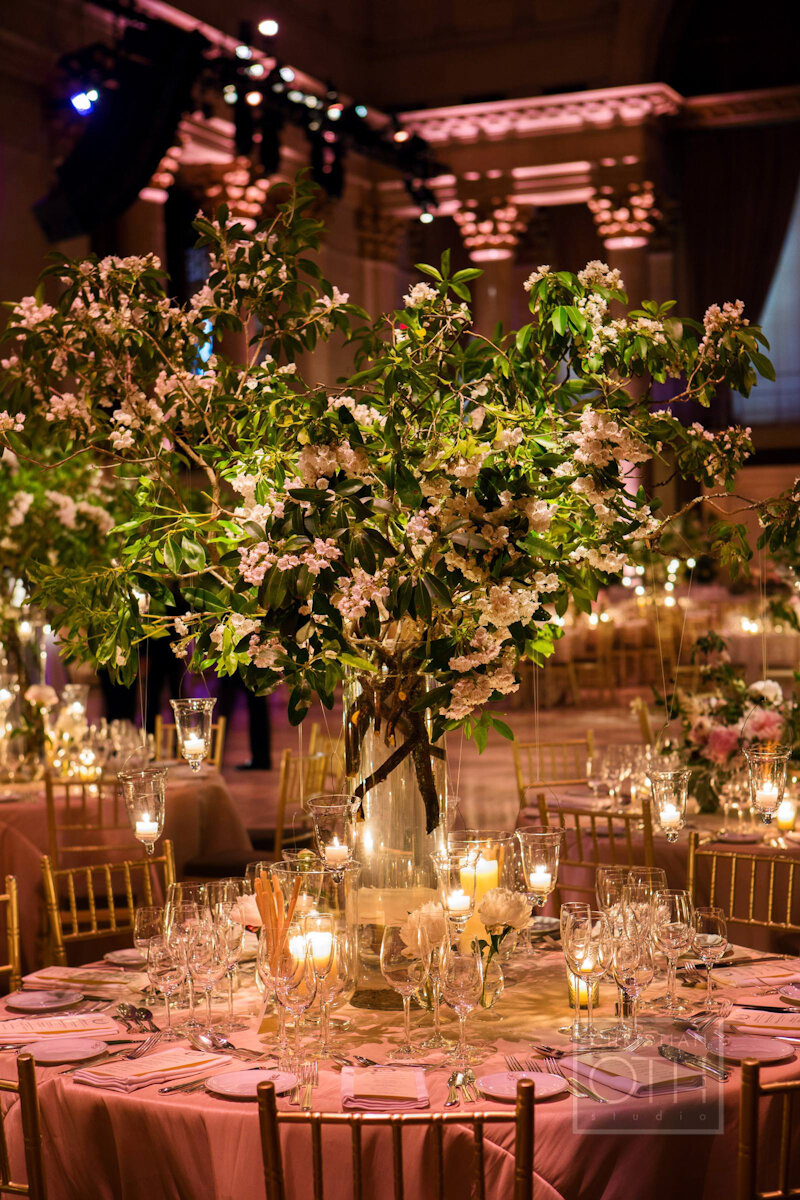 Cipriani Wall Street Wedding tall centerpiece