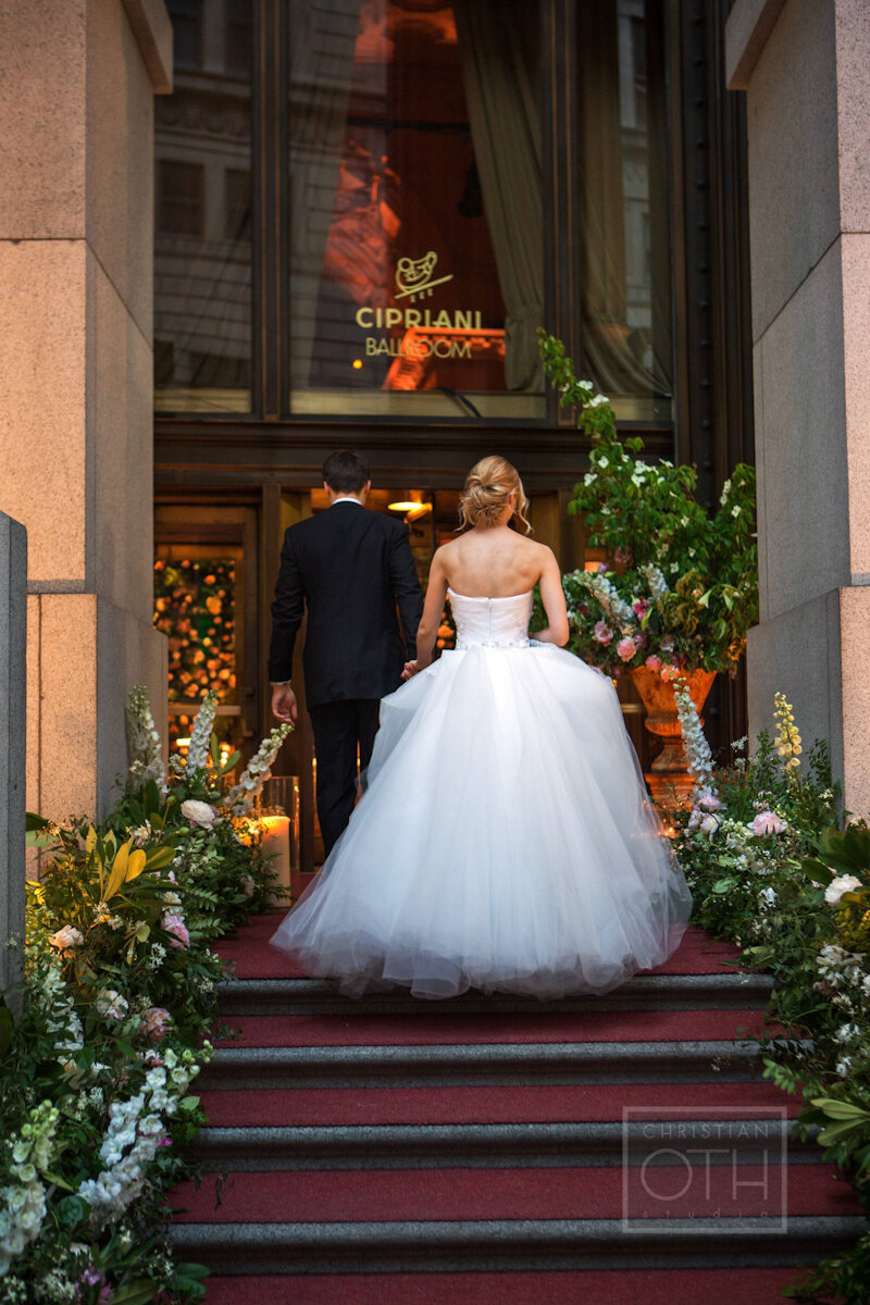 Cipriani Wall Street Wedding bride and groom