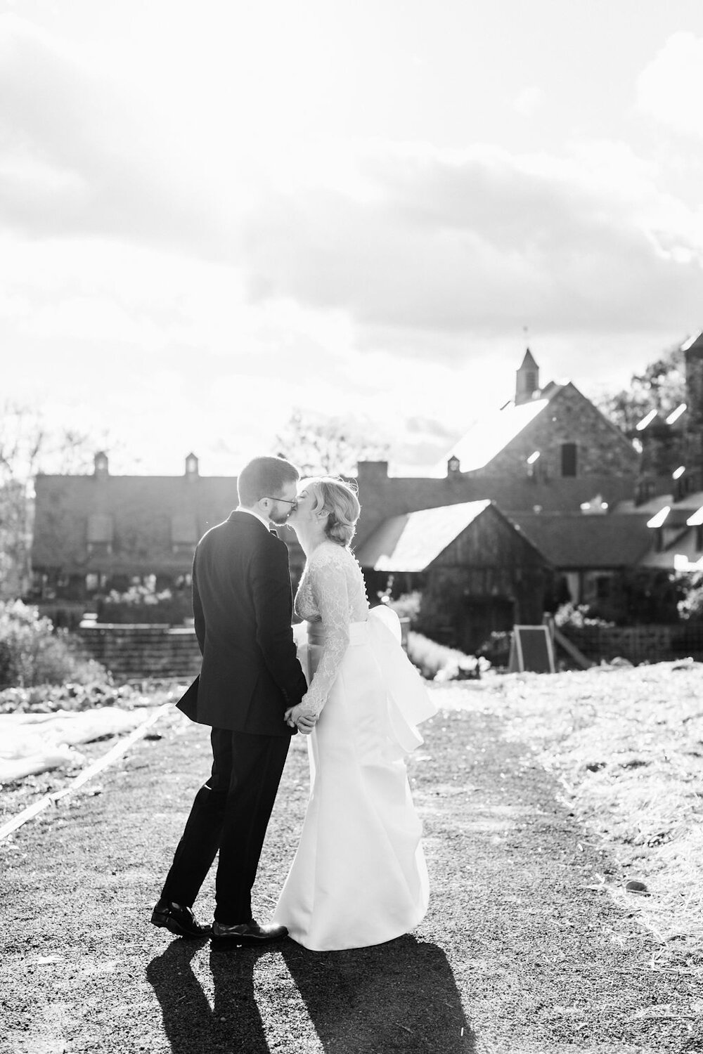 Blue Hill at Stone Barns Wedding Bride and Groom on the farm