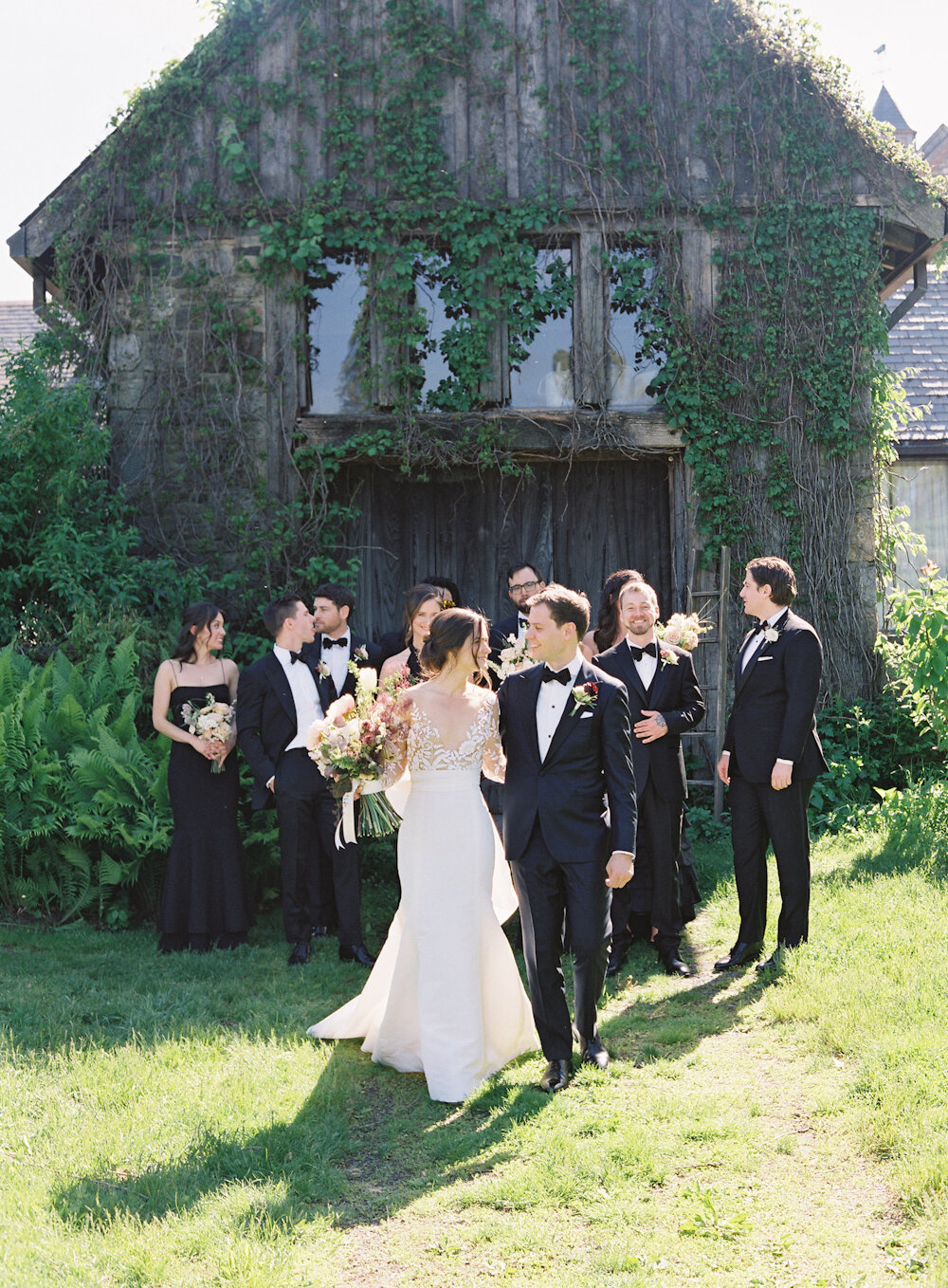 Blue Hill at Stone Barns Wedding bride, groom and bridal party