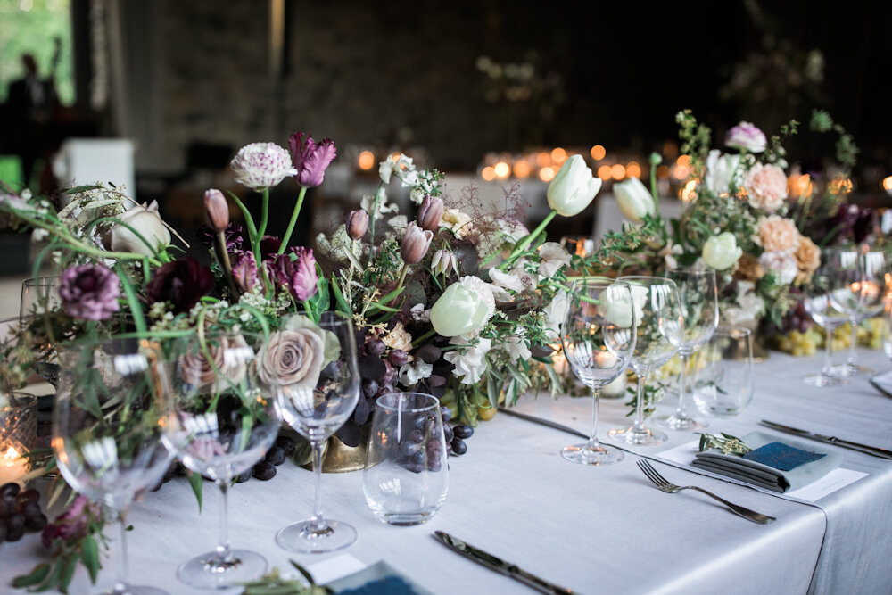 Blue Hill at Stone Barns wedding floral tablescape