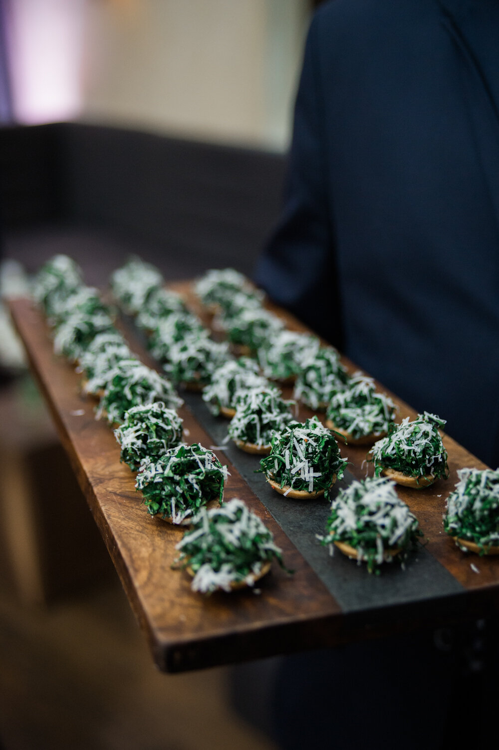 Blue Hill at Stone Barns passed hors d'oeuvres kale tarts