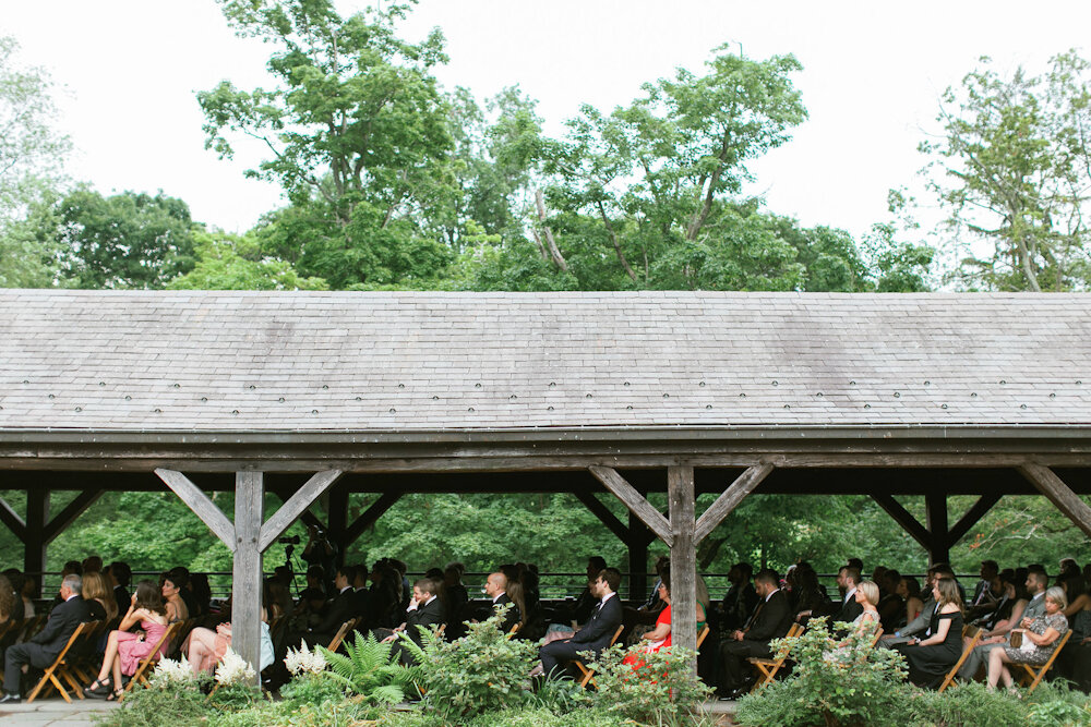 Blue Hill at Stone Barns wedding ceremony under the cafe roof