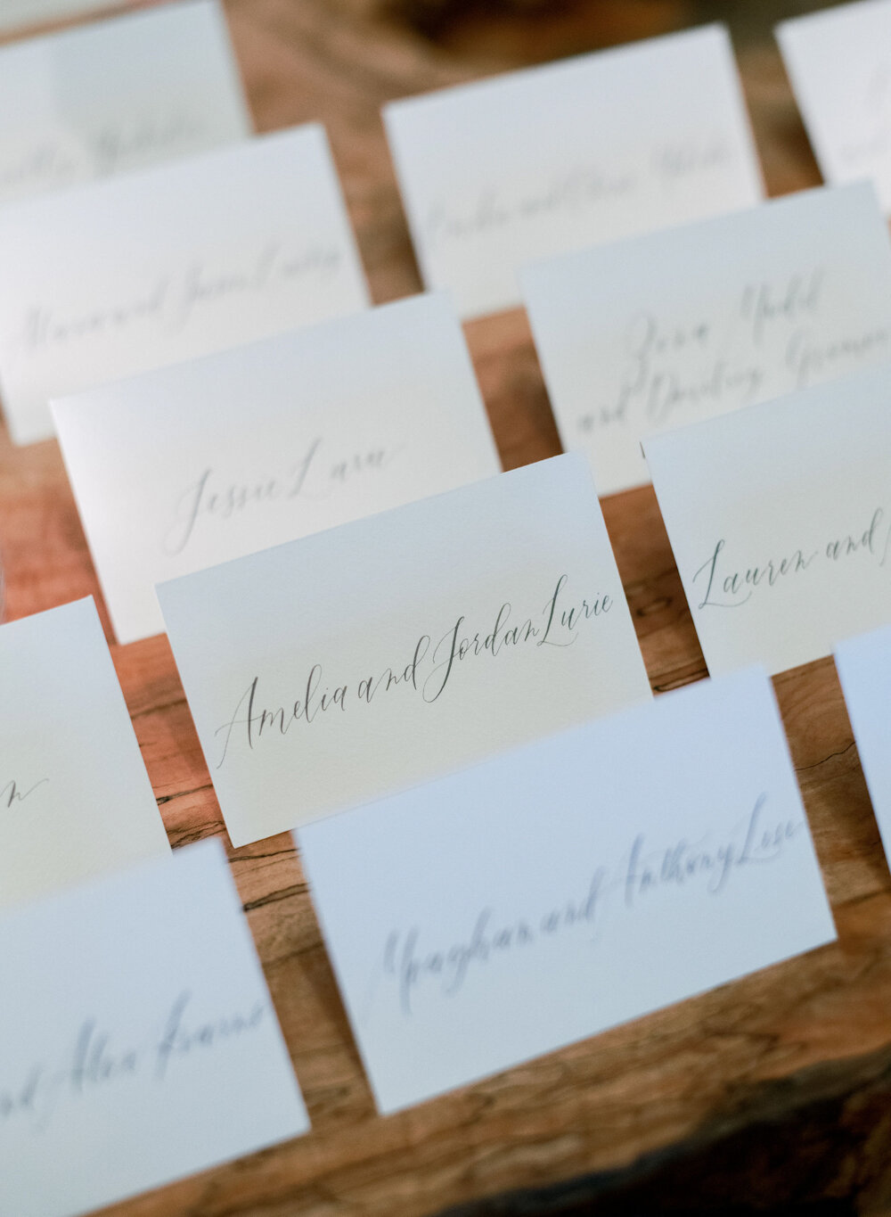 Blue Hill at Stone Barns wedding escort cards calligraphy