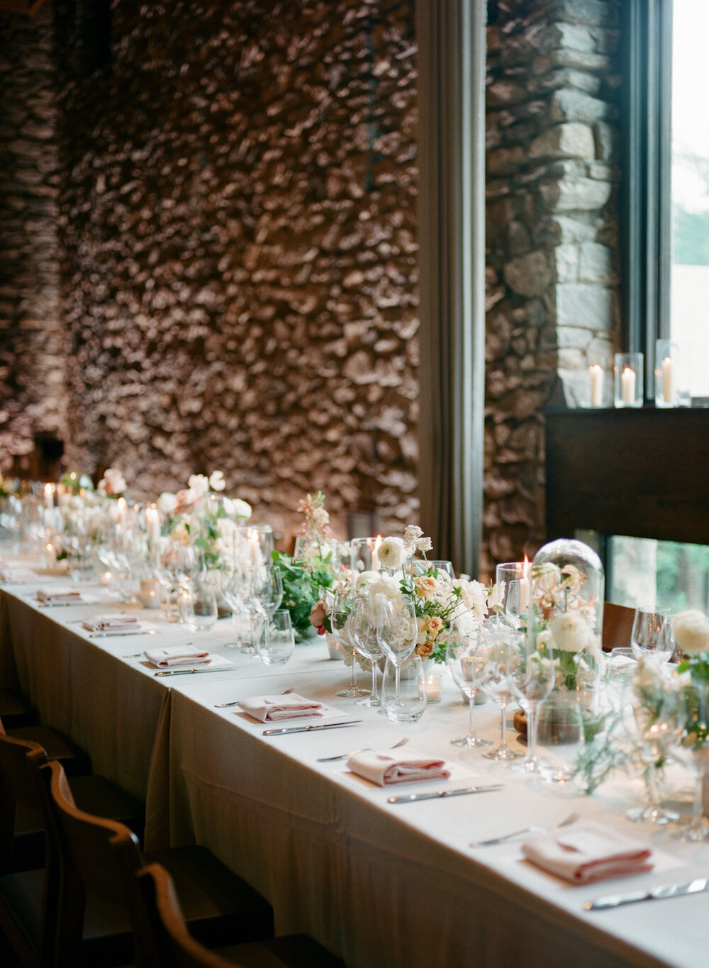Blue Hill at Stone Barns wedding floral centerpieces