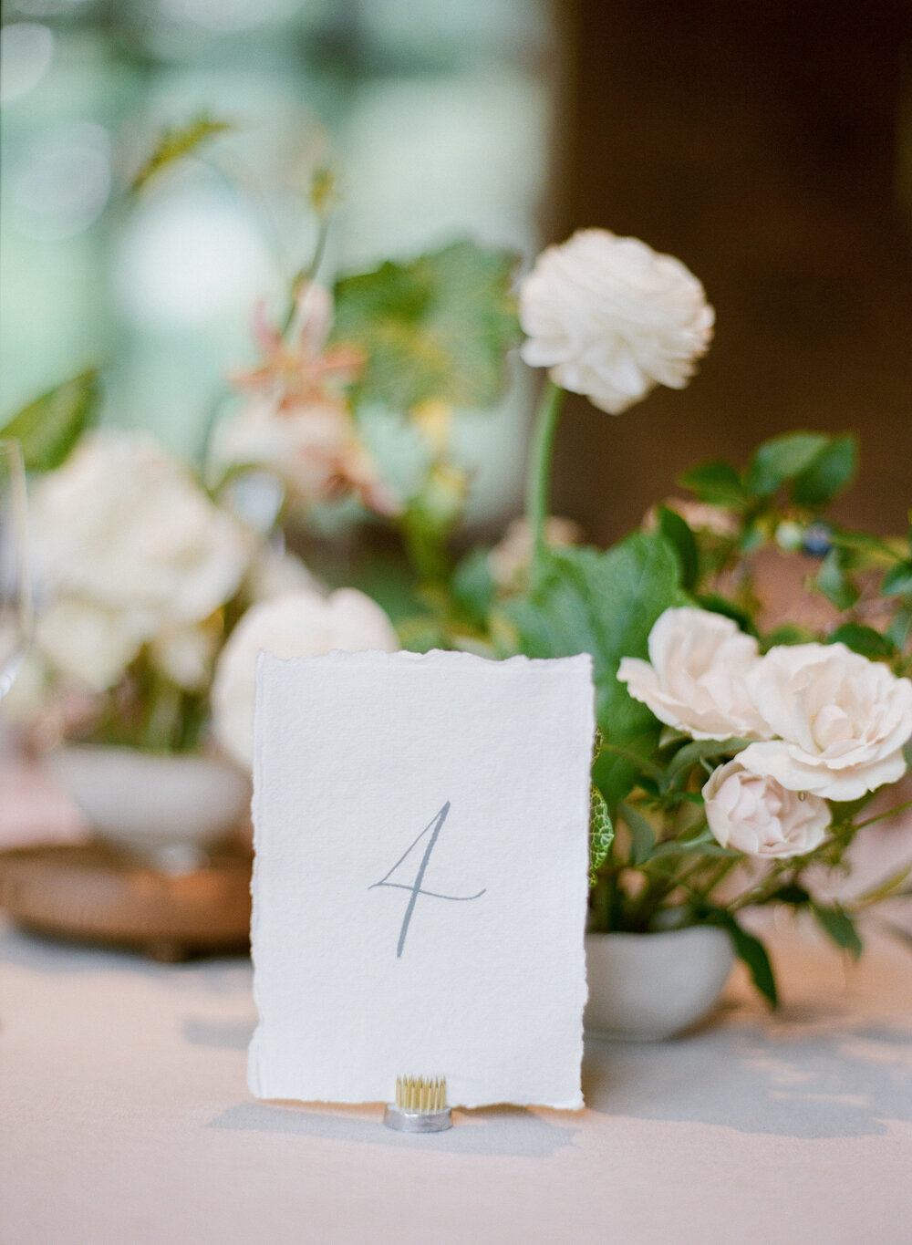 Blue Hill at Stone Barns wedding table number deckled paper hand calligraphy