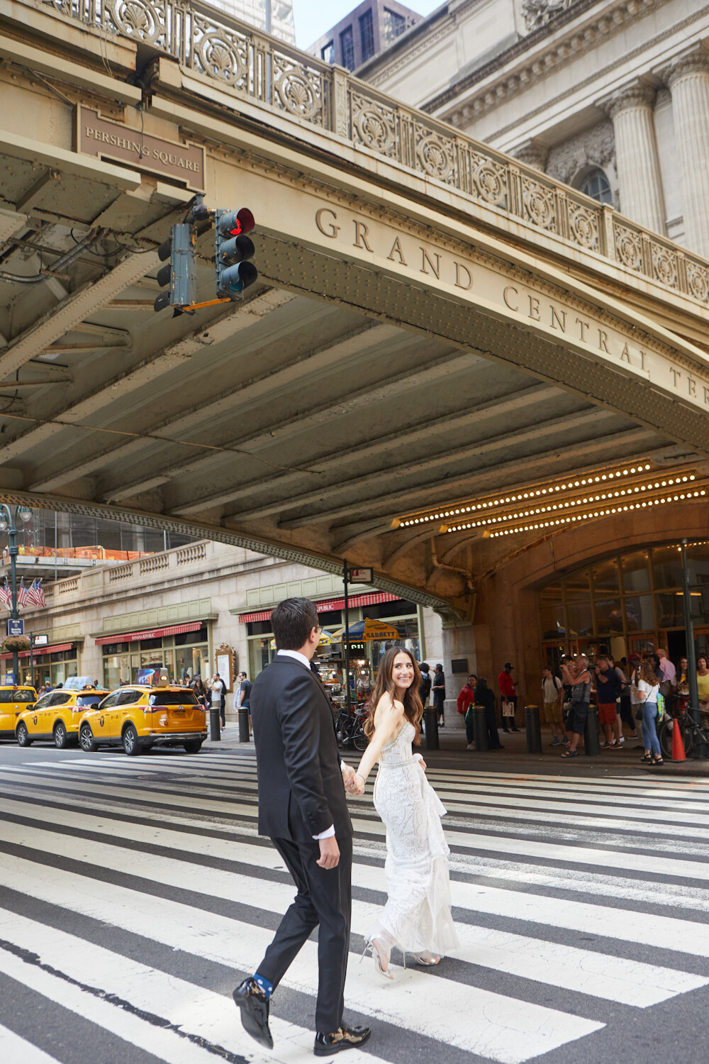 Cipriani 42nd Street Wedding bride and groom street shot