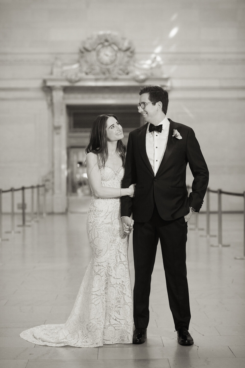 Cipriani 42nd Street Wedding bride and groom in Grand Central Terminal