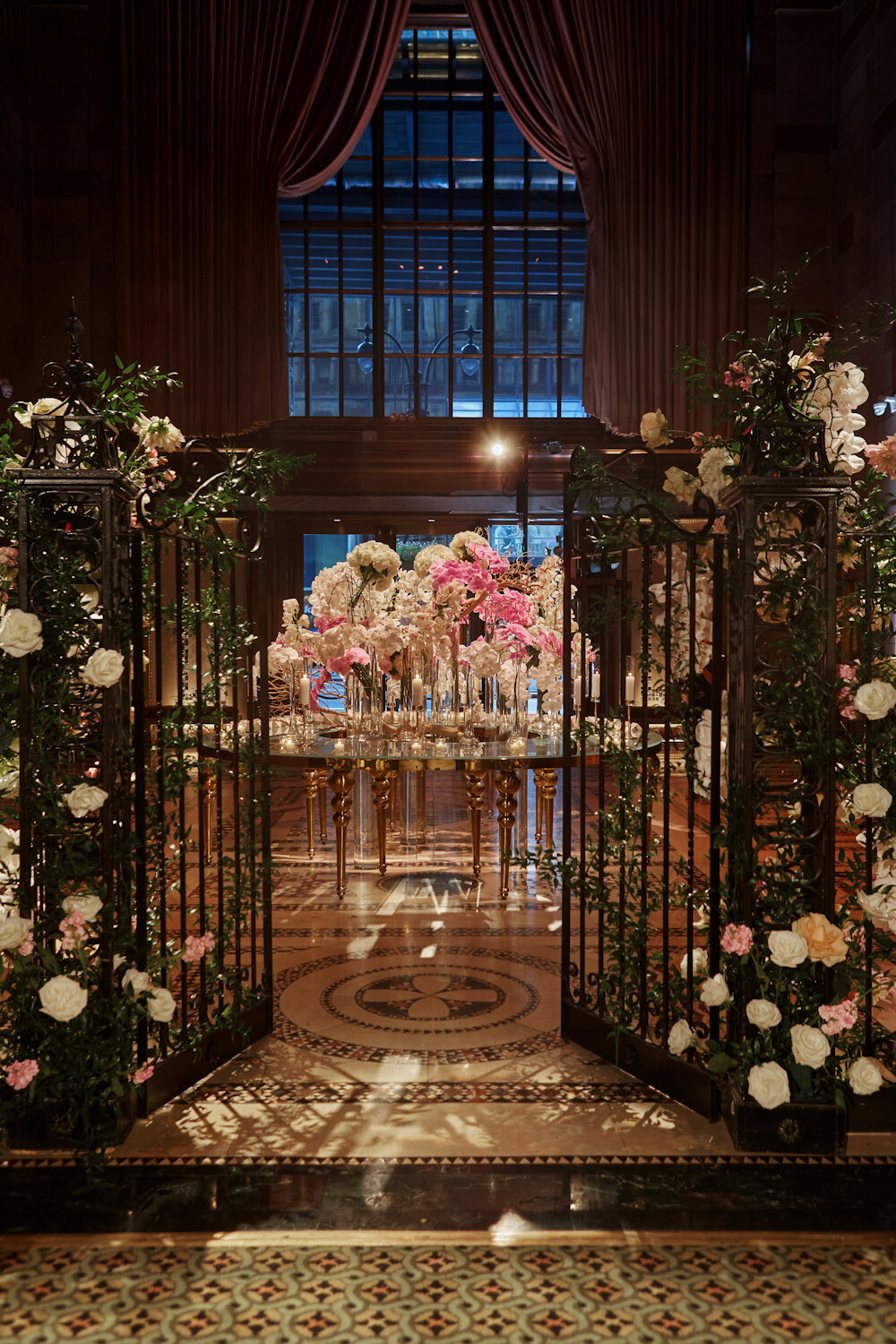 Cipriani 42nd Street wedding iron gate and escort table