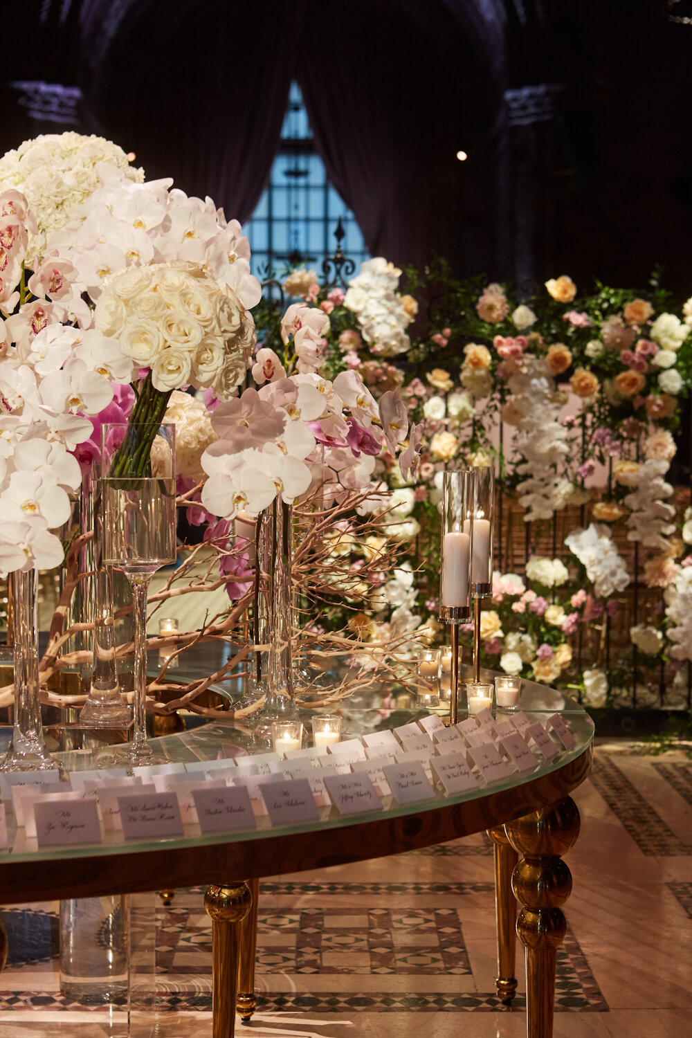 Cipriani 42nd Street wedding escort table flowers