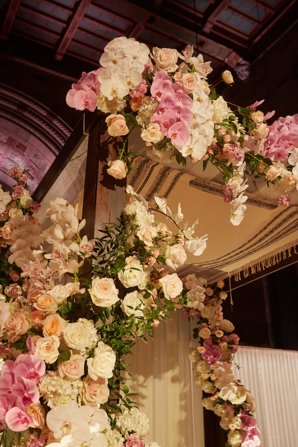 Cipriani 42nd Street wedding chuppah with orchids and roses