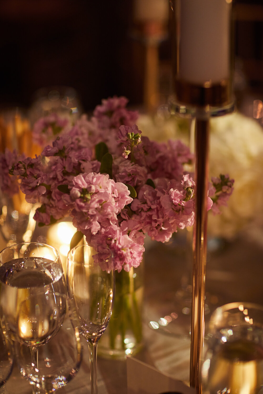 Cipriani 42nd street wedding pink stock flowers