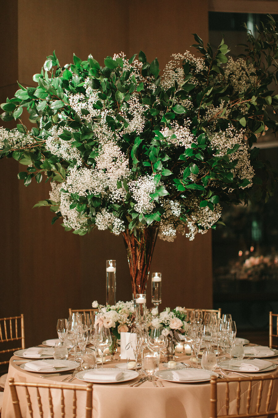 Four Seasons NYC wedding flower branch arrangement