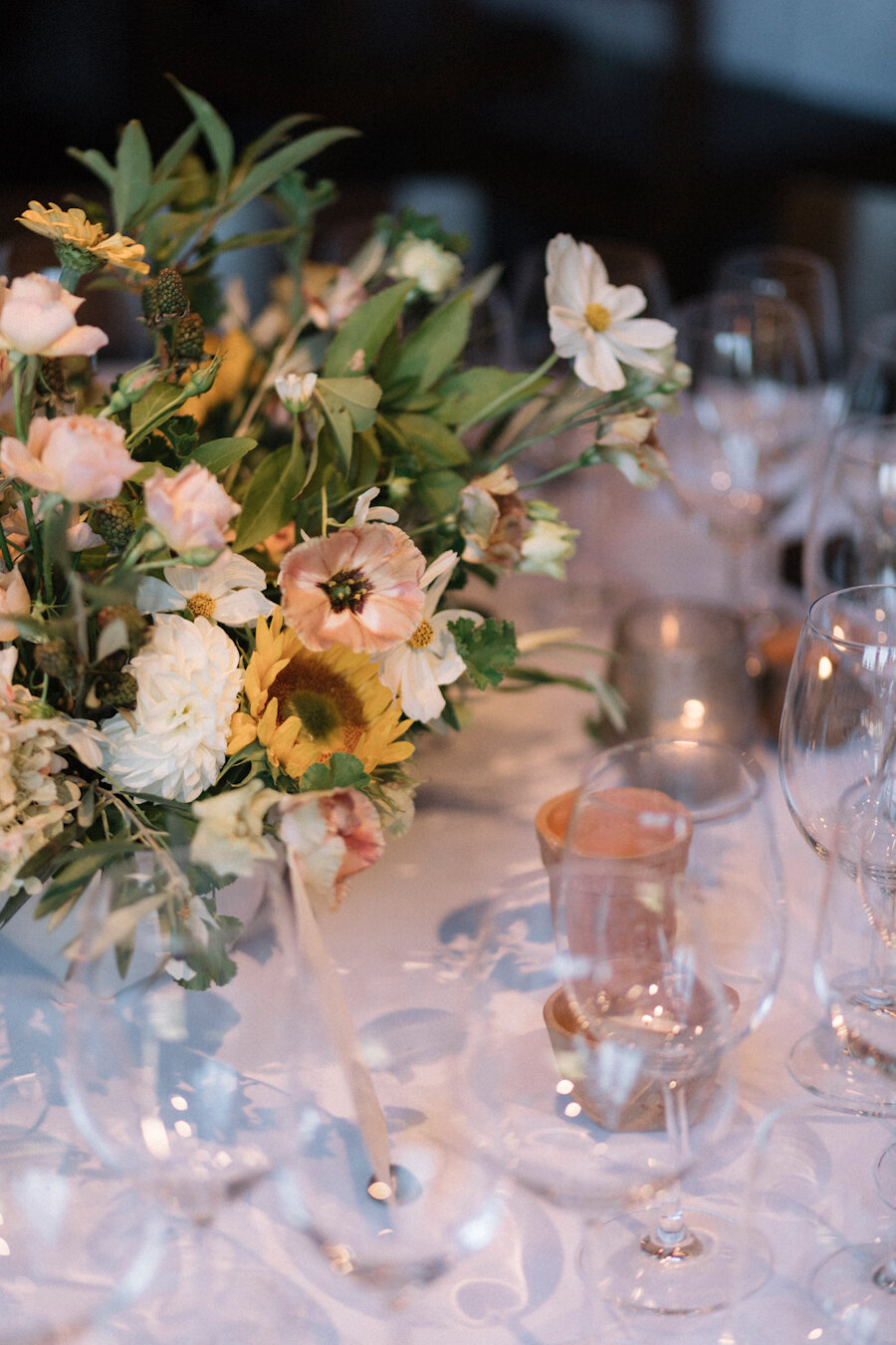 Blue Hill at Stone Barns wedding yellow and white flowers