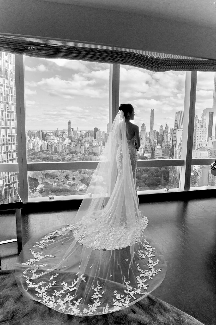 Mandarin Oriental New York wedding bride and veil