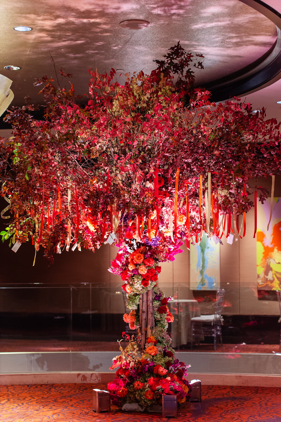Mandarin Oriental New York wedding tree with hanging escort cards