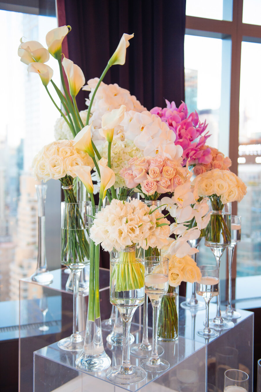 Mandarin Oriental New York wedding ceremony modern flowers