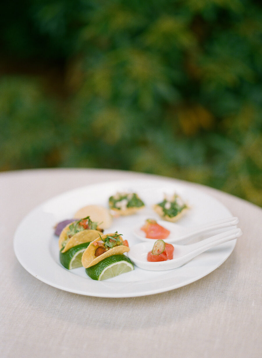 micro wedding hors d'oeuvres on a plate