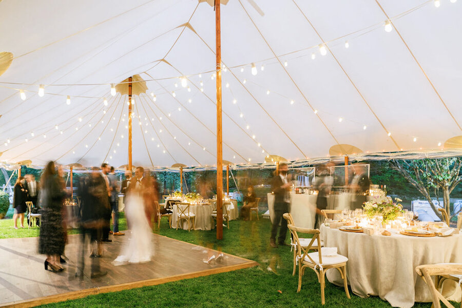 micro wedding tent with cafe lights