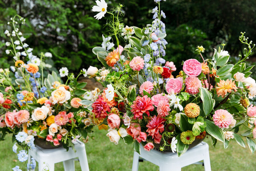 bright and colorful summer wedding flowers