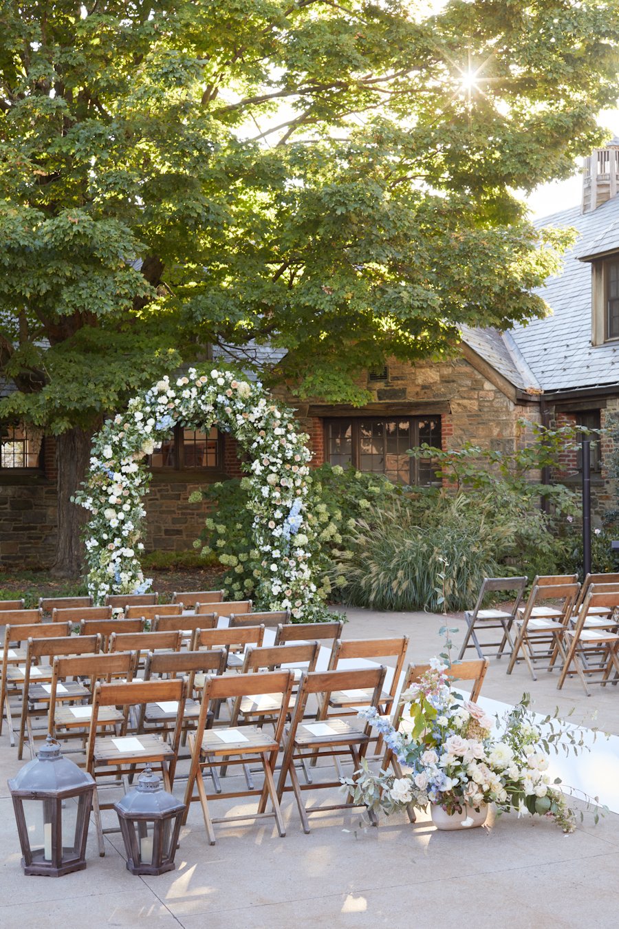blue hill at stone barns wedding ceremony outdoors