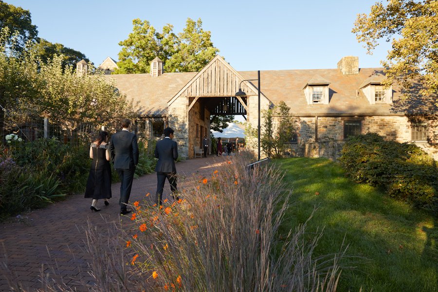guests walking to blue hill at stone barns