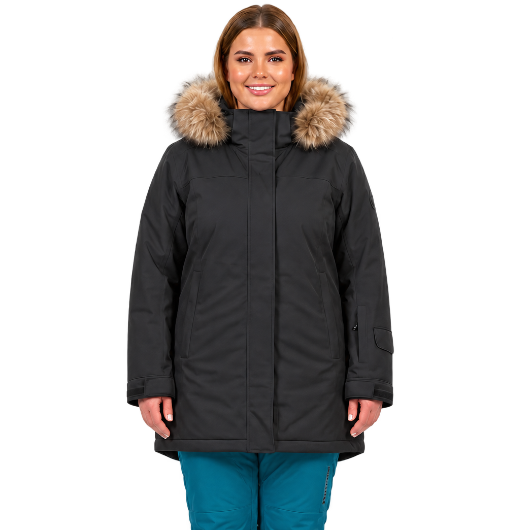 Cartel LONG Brooklyn PLUS Size Women's Ski n Snow Jacket- BLACK LONG