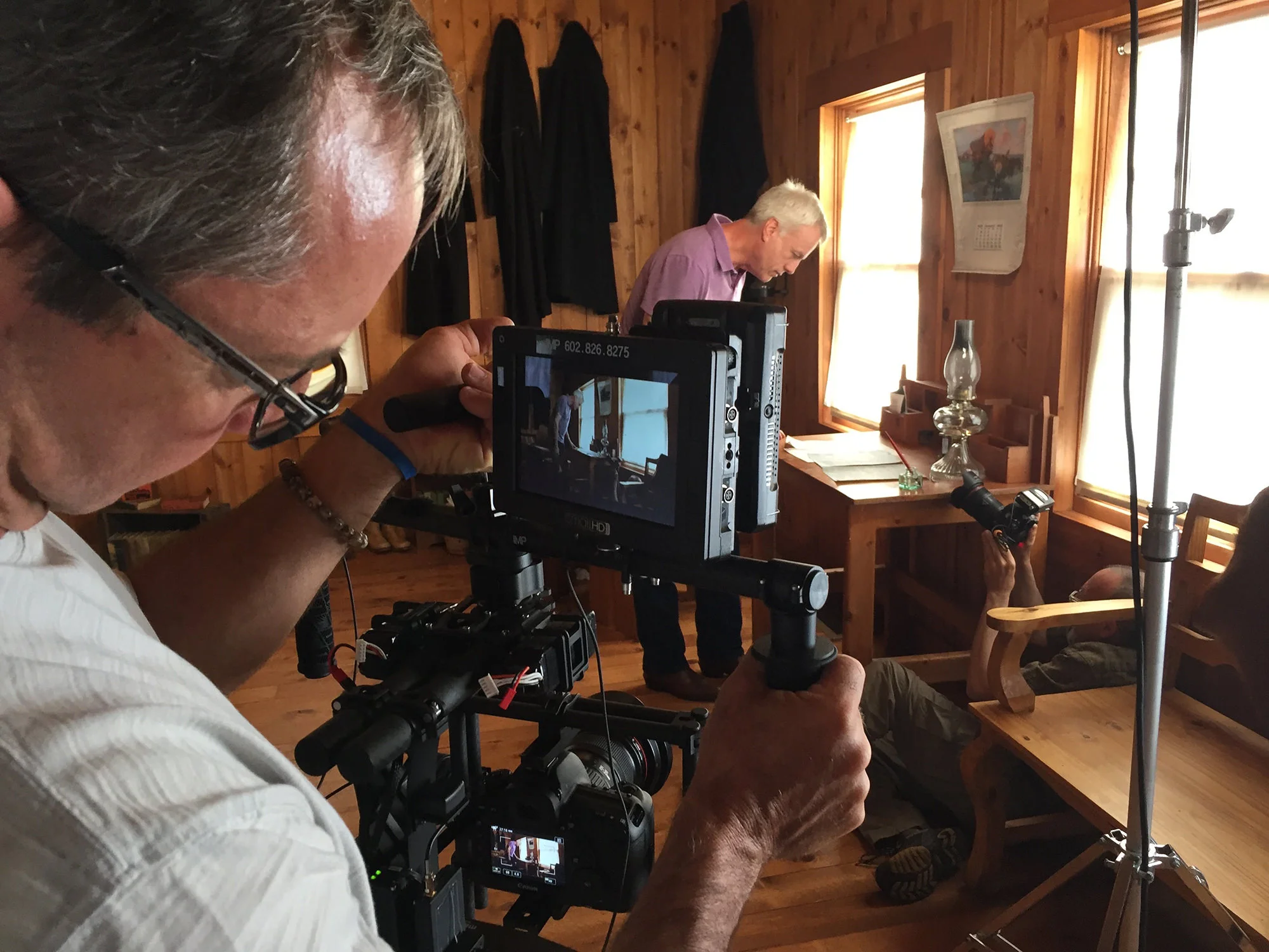 Riders composer Craig Bohmler explores the origins of the opera's source material in Zane Grey's cabin (Photo courtesy of Quantum Leap Productions)