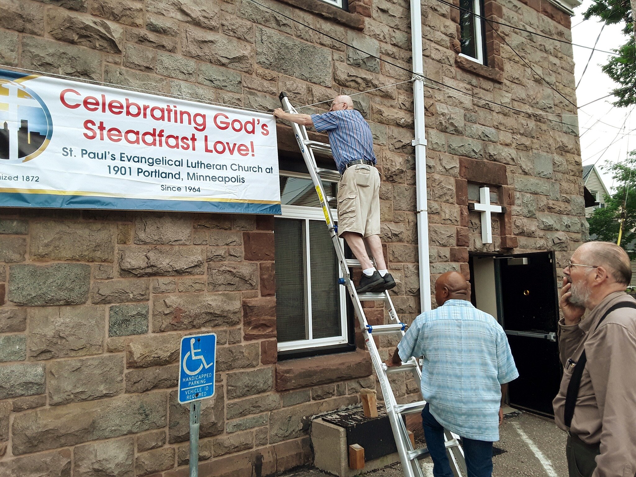 hanging the banner.jpg