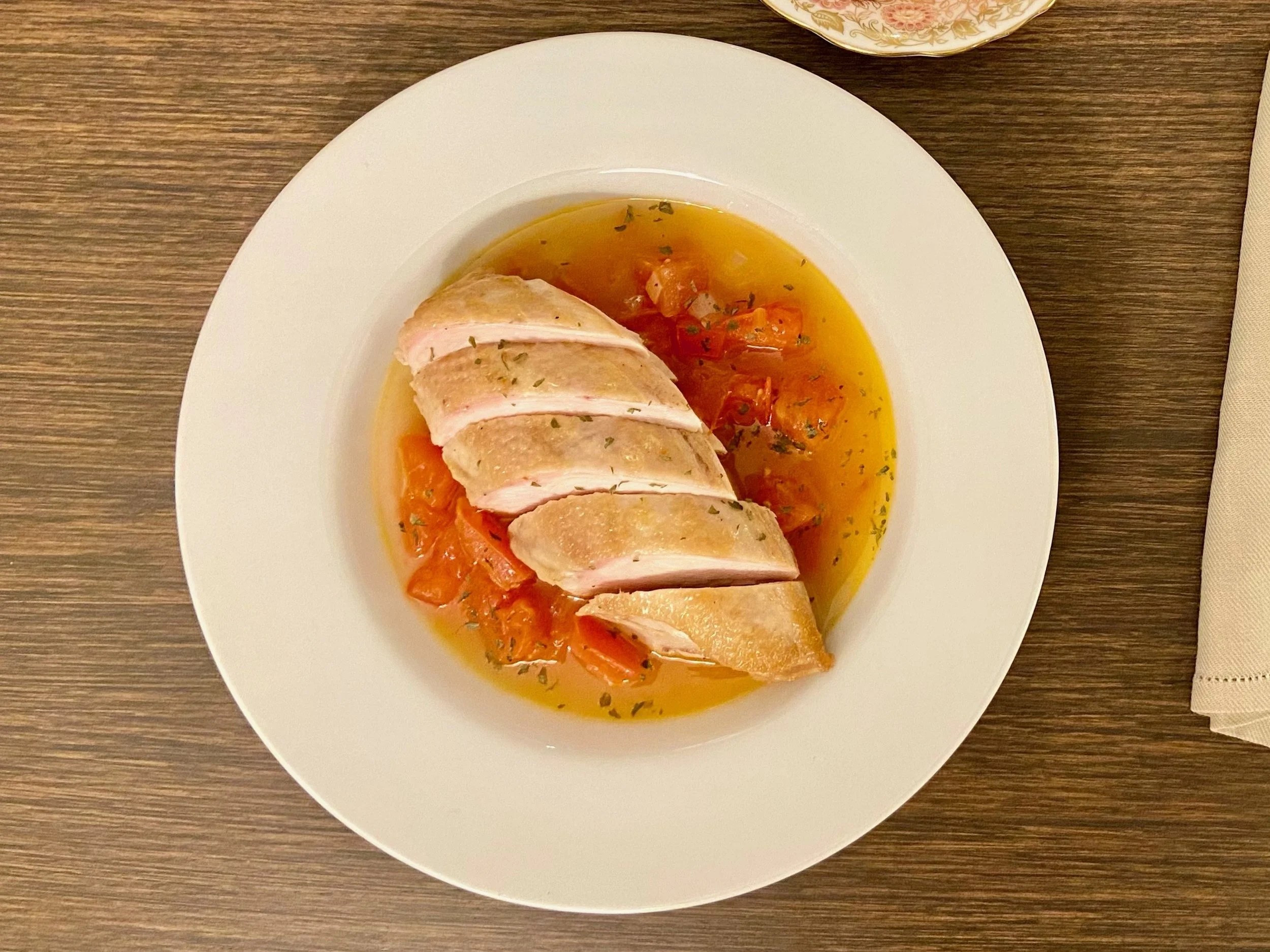 Poaching in tomato white wine broth — Osmanthus by Robin Ferriere