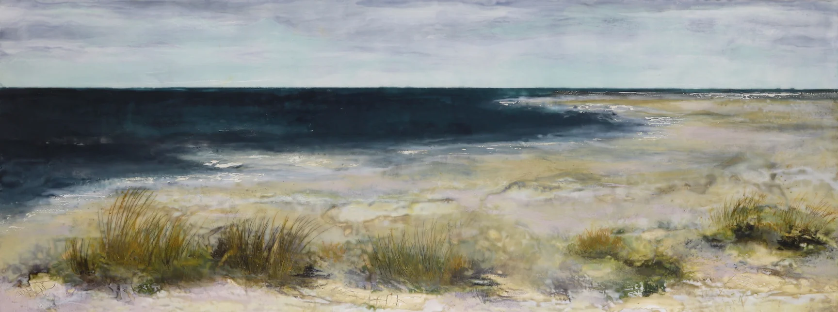 ‘Beauty Waiting’ 18x48” Encaustic and Clay